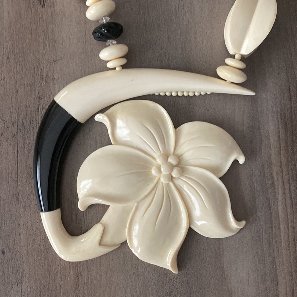 Custom Ivory and Black Onyx Necklace - Picture 3 of 3